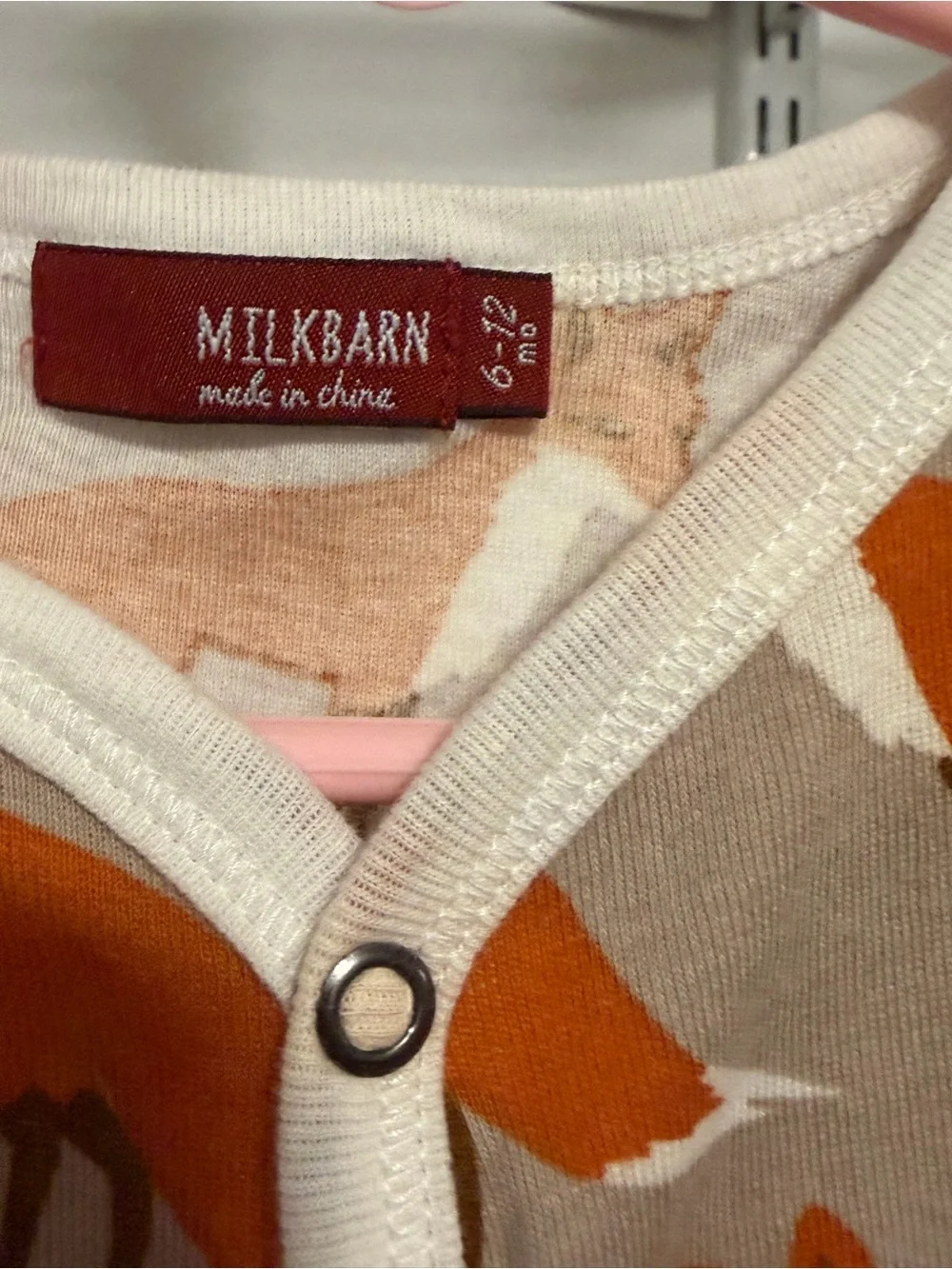 Milkbarn Beige Romper with Orange Fox Print
